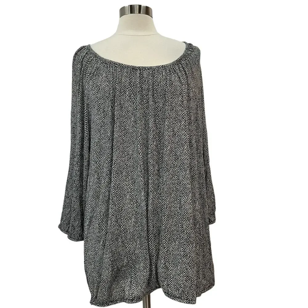 MICHAEL KORS Black & White 3/4 Sleeve Blouse SZ 3X